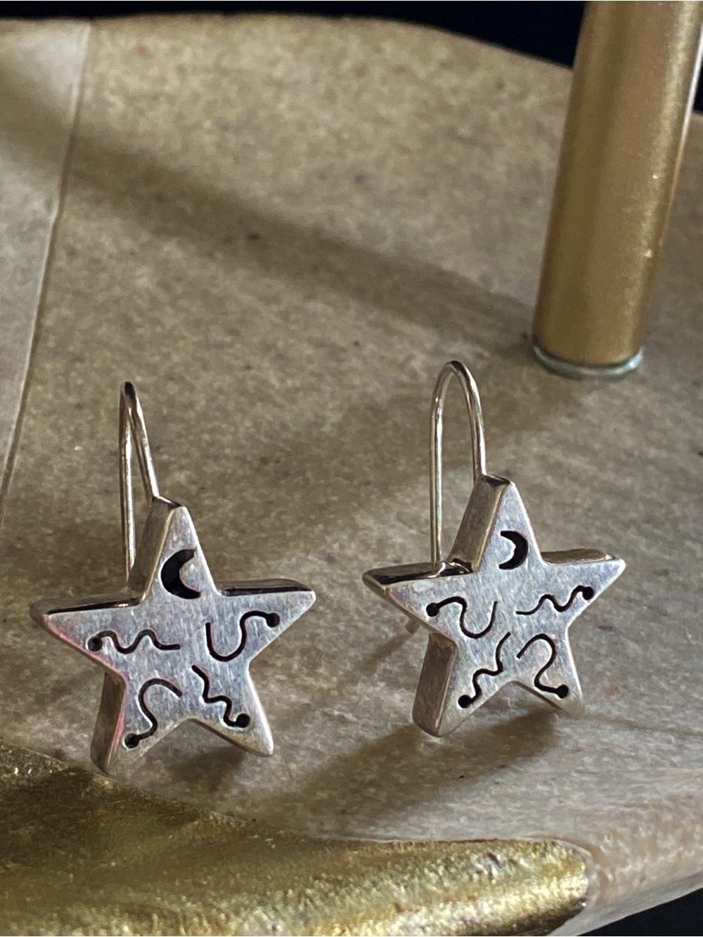 925 Sterling  Star and moon Dangle earrings